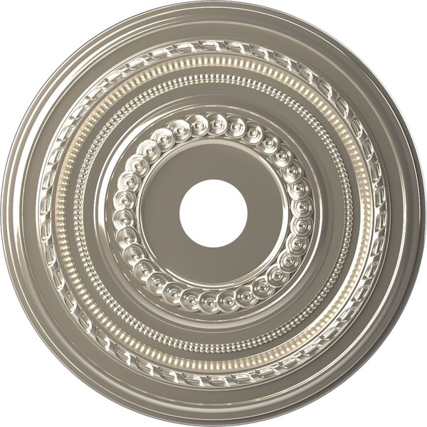 Ekena Millwork Cole PVC Ceiling Medallion (Fits Canopies up to 6"), Bright Coat Chrome, 22"OD x 3 1/2"ID x 1"P CMP22COBCR - main